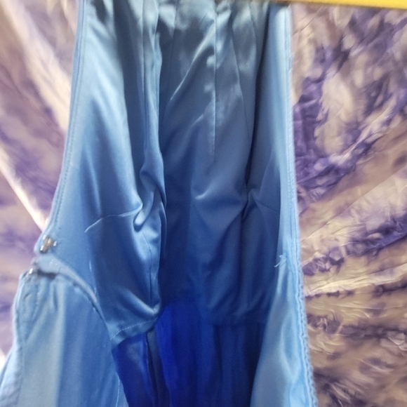 Jessica Simpson Blue Halter Pleated Neckline Deep Front Pockets A-line Dress 6 - Picture 7 of 15